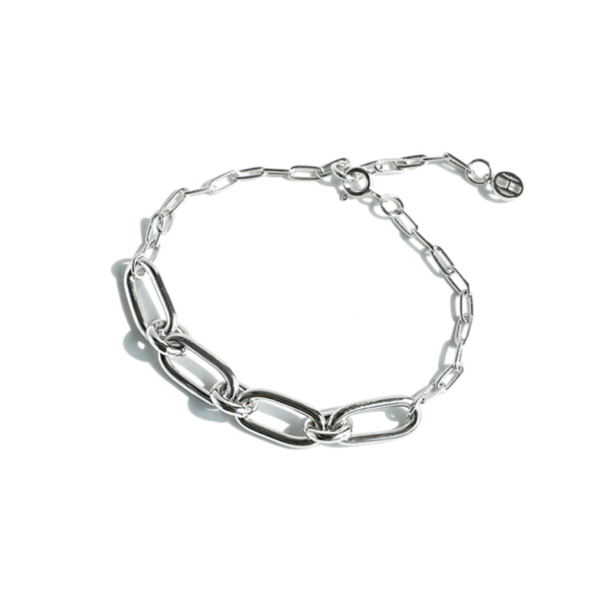 [silver] bold double chain bracelet